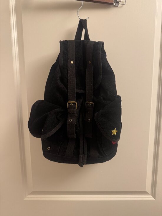 Olsenboye Y2K Boho Black Backback Bookbag Corduroy with Patches main image 7